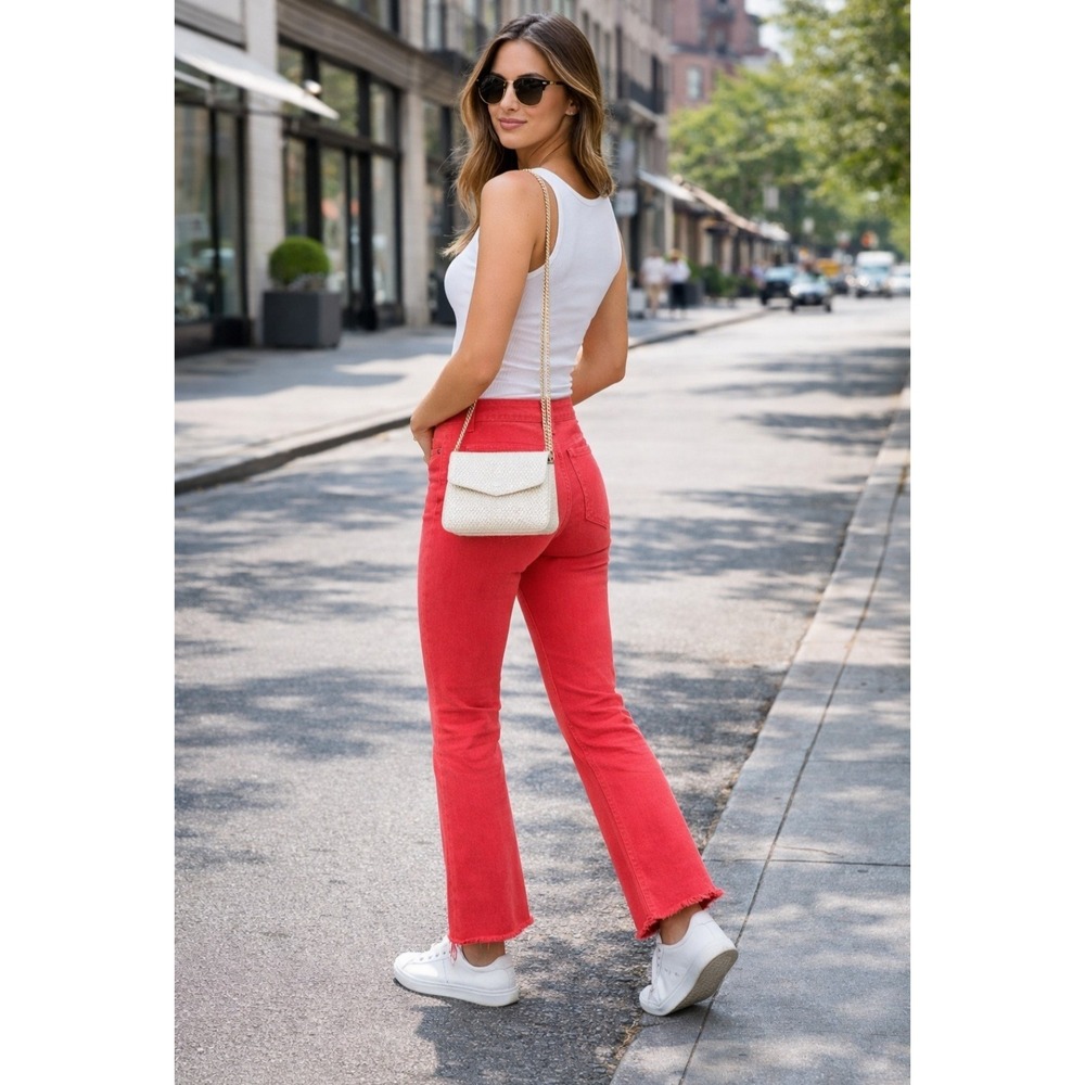 MOTHER SUPERIOR Denim Devil May Care The Hustler‎ Ankle Fray Mars Red Womens 28